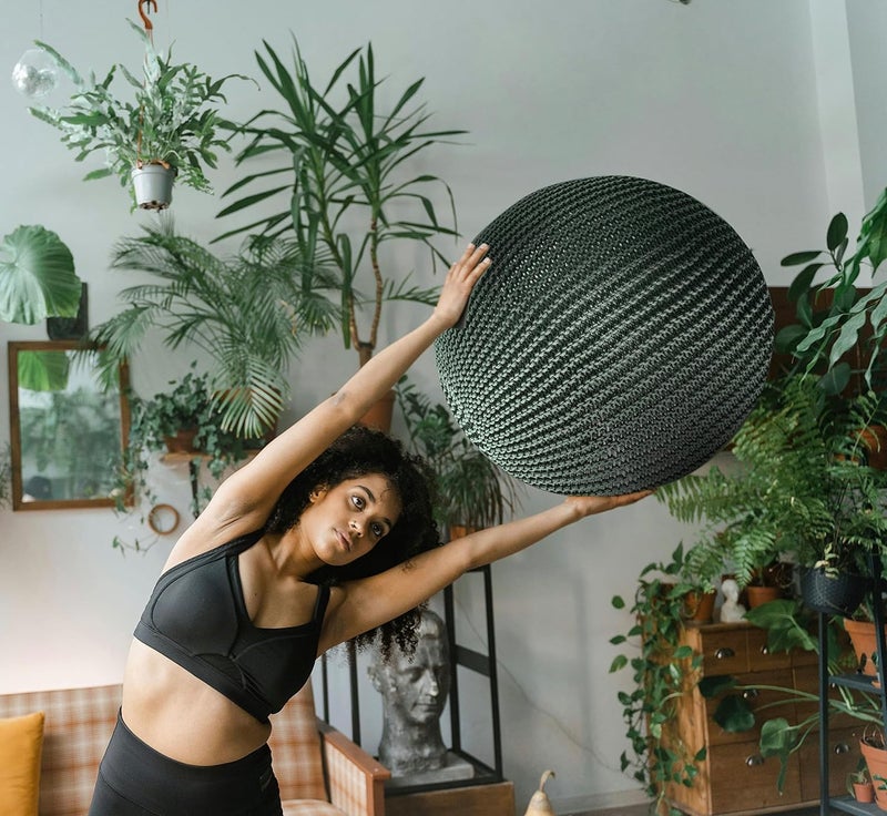 ART pinecone Yoga Ball Cover,Handmade Cotton Cover for Yoga Ball Chair,Exercise,Birthing,Stability,Fitness,Balance,Pilates Ball(65 cm/26" Green) - Image 4